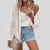 Amaryllis Women’s Open Front Crochet Knit Cardigan Lightweight Loose Fit 3/4 Sleeve Breezy - 2 of 4