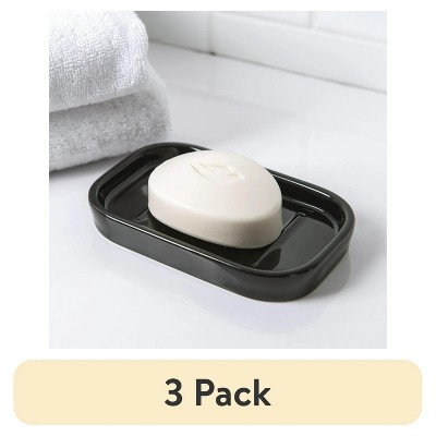 LunaLulinlk (3 pack) Basic Ceramic Soap Dish Black