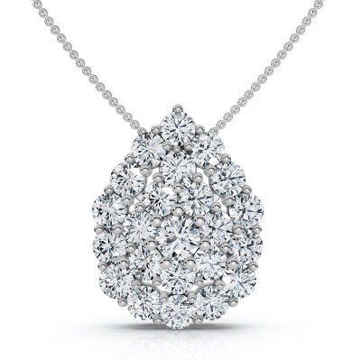 Pompeii3 2Ct Diamond Pear Shape Pave Pendant 14k Gold Necklace Lab Created