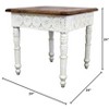 Moti Bay Solid Wood Hand Carved End Table with Brown Top and Ivory Base - 2 of 4