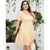 Plus Size Dress Plus Size Dress Ruffle Sleeve Flowy Dress with Pockets blue white flower 2XL - 3 of 4
