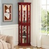 Corner Curio Cabinet Lighted Corner Display, Glass Display Shelf Shelving Bar cabinet with Tempered Glass Door - 4 of 4
