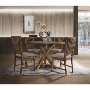 5-Piece Dining Set with Round Table and 4 Upholstered Chairs - 1 of 4