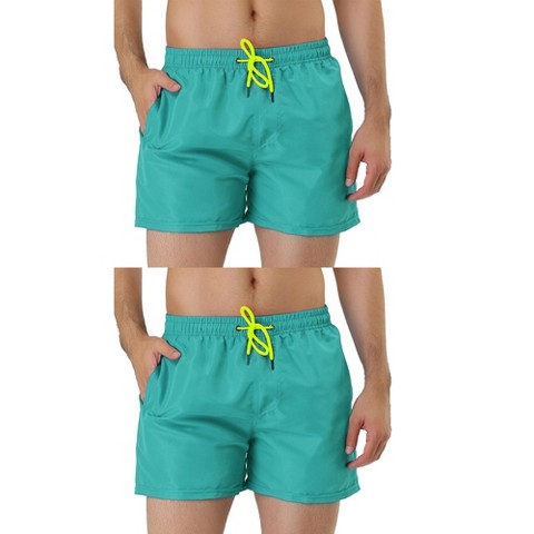 Lars Amadeus Men's Solid Color Summer Drawstring Waist Beach Swim Trunks 2 Packs Light Blue/Light Blue 36