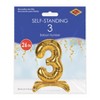 Beistle Self-Standing Balloon Number  3, 26", (2/Pkg) Gold - 3 of 4