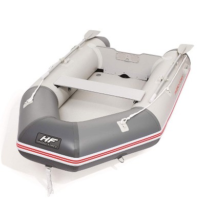 Bestway 65047E Hydro Force Caspian Pro 110 Inch Inflatable 2 Person Boat Raft Set with 2 Aluminum Oars and Hand Pump for Lakes and Fishing, Gray
