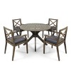 Christopher Knight Home Llano Outdoor Acacia Wood 5 Piece Dining Set with Water Resistant Cushion - 2 of 4