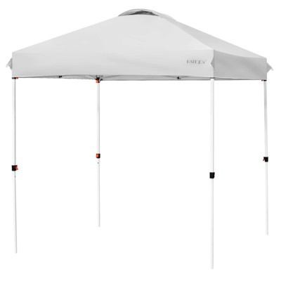 Tangkula 6.6’ x 6.6’ Pop-up Canopy Tent Outdoor Camping Sun Shelter w/ Portable Roller Bag & 4 Weight Bags Blue/ White/ Grey