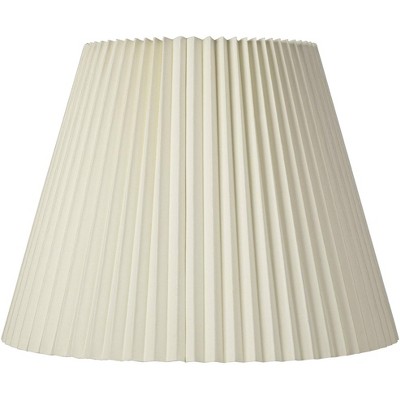 Brentwood Ivory Pleated Large Lamp Shade 11" Top x 19" Bottom x 14.25" High x 14.5" Slant (Spider) Replacement with Harp and Finial