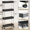 LunaLulinlk 4 Tier Slim Rolling Storage Cart, Slim Cart Kitchen Storage Organizer Rolling Utility/ Mobile Shelving Unit Slide Out Storage Cart, Black - 4 of 4