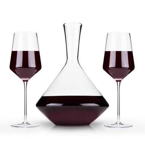 Viski Raye Bordeaux Wine Glasses & Decanter Set - Premium Crystal Clear  Glass, Modern, Stemmed, Flat Bottom, Red Wine Gift - Set Of 3 : Target