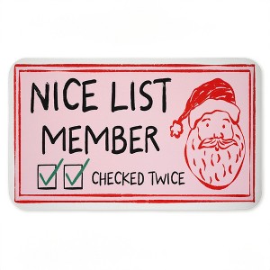 Stupell Industries Pink Nice List Ticket Printed Anti-Fatigue Floor Mat, design by JJ Design House LLC, 30"x18" - 1 of 4