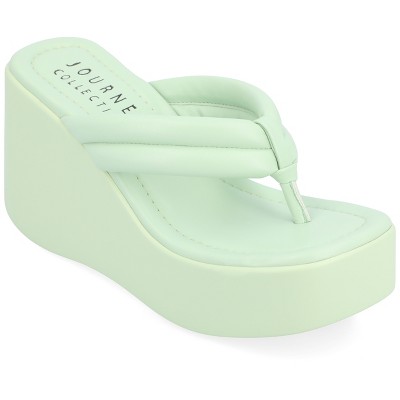 Journee Collection Womens Shareene Slip On Platform Wedge Sandals