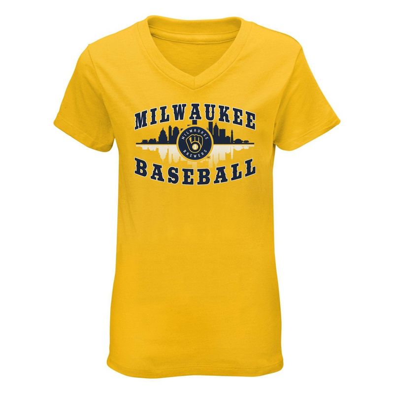MLB Milwaukee Brewers Girls&#39; V-Neck T-Shirt, 1 of 2