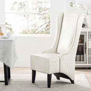 APRILSOUL White Faux Leather High-Back Accent Chair, Comfy High Wingback Chair, Living Room Chair with Soft Padded and Wooden Legs - 1 of 4
