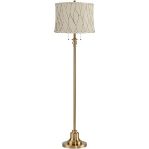 360 Lighting Dyna 58"H Antique Brass and Cream Leaf Shade 2-Light Floor Lamp - 1 of 4