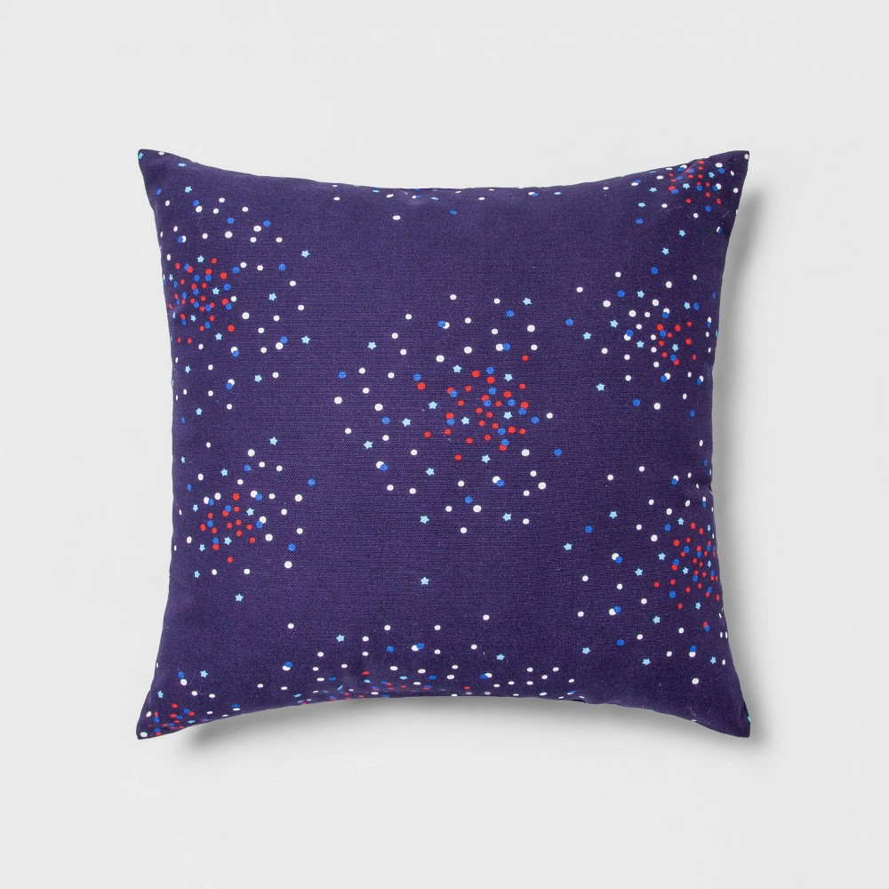 Indoor/Outdoor Fireworks Square Throw Pillow Navy - Sun Squad