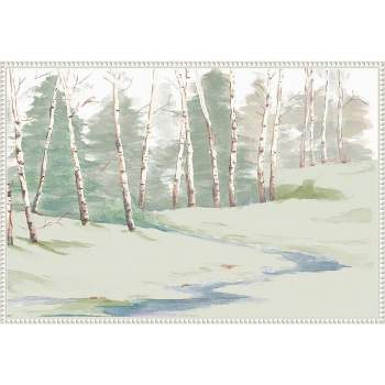 33"x23" Winter Wood Landscape by Patricia Pinto Framed Canvas Wall Art Print White - Amanti Art