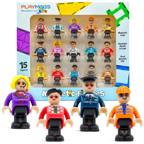  Playmags Magnetic Figures Community Set of 15 Pieces - Play  People Perfect for Magnetic Tiles Building Blocks - STEM Learning Toys  Children – Magnet Tiles Expansion Accessories Pack : Toys & Games