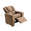 FONTOI Kids Recliner Sofas, Kids Upholstered Couch with Cup Holder and Footrest, Toddlers Recliner with Headrest for Child, Brown, 21.3"*25.6"*17.7" - 3 of 4