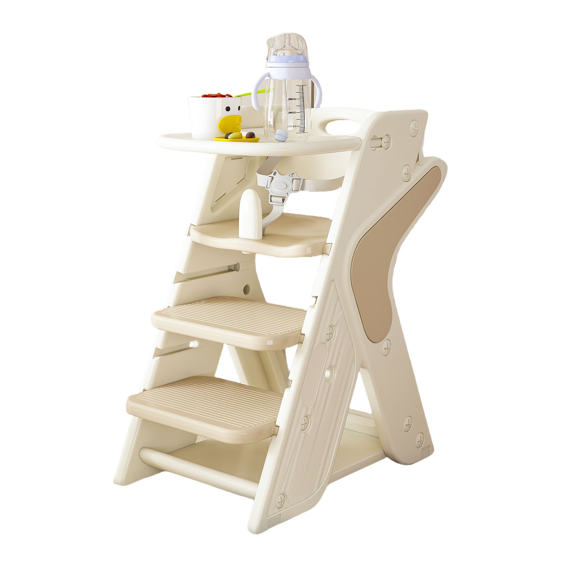 Gulches Multi-Functional Toddler Dining Chair - Adjustable Height Tower, 5-Point Belt, Movable Plate