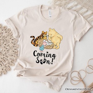 Pregnancy Announcement With Pooh & Tiger T-Shirt, Coming Soon Tee for Expecting Moms| OrnamentallyYou - 1 of 4
