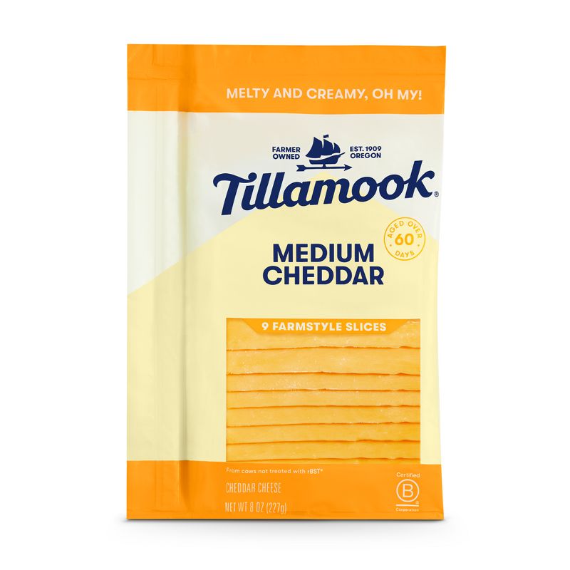 Tillamook Farmstyle Medium Cheddar Cheese Slices - 8oz/9 slices, 1 of 6