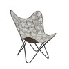 HomeRoots 30" Blue And Cream Canvas Floral Butterfly Chair - 4 of 4