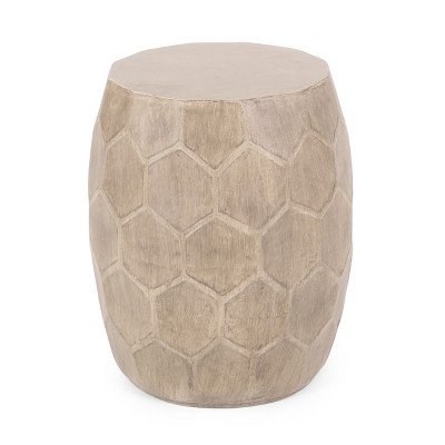 Maggift Patio End Table, Decorative Unique Design Coffee Table for Drinks, Plants and Accessories, Beige, 15.25"*15.25"*18.25"