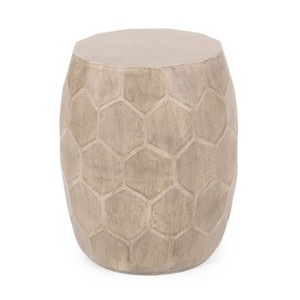 Maggift Patio End Table, Decorative Unique Design Coffee Table for Drinks, Plants and Accessories, Beige, 15.25"*15.25"*18.25" - 1 of 4