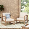 2pk Stefan Outdoor Acacia Wood Club Chairs with Cushions Brown/Beige - Christopher Knight Home - 3 of 4