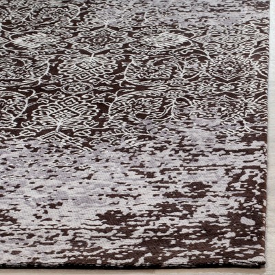 Silver and Brown Flat Woven Viscose Area Rug