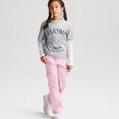 Cat & Jack Girls' Short Sleeve 'Jardin' Oversized Graphic T-Shirt - Cat & Jack™ Gray M