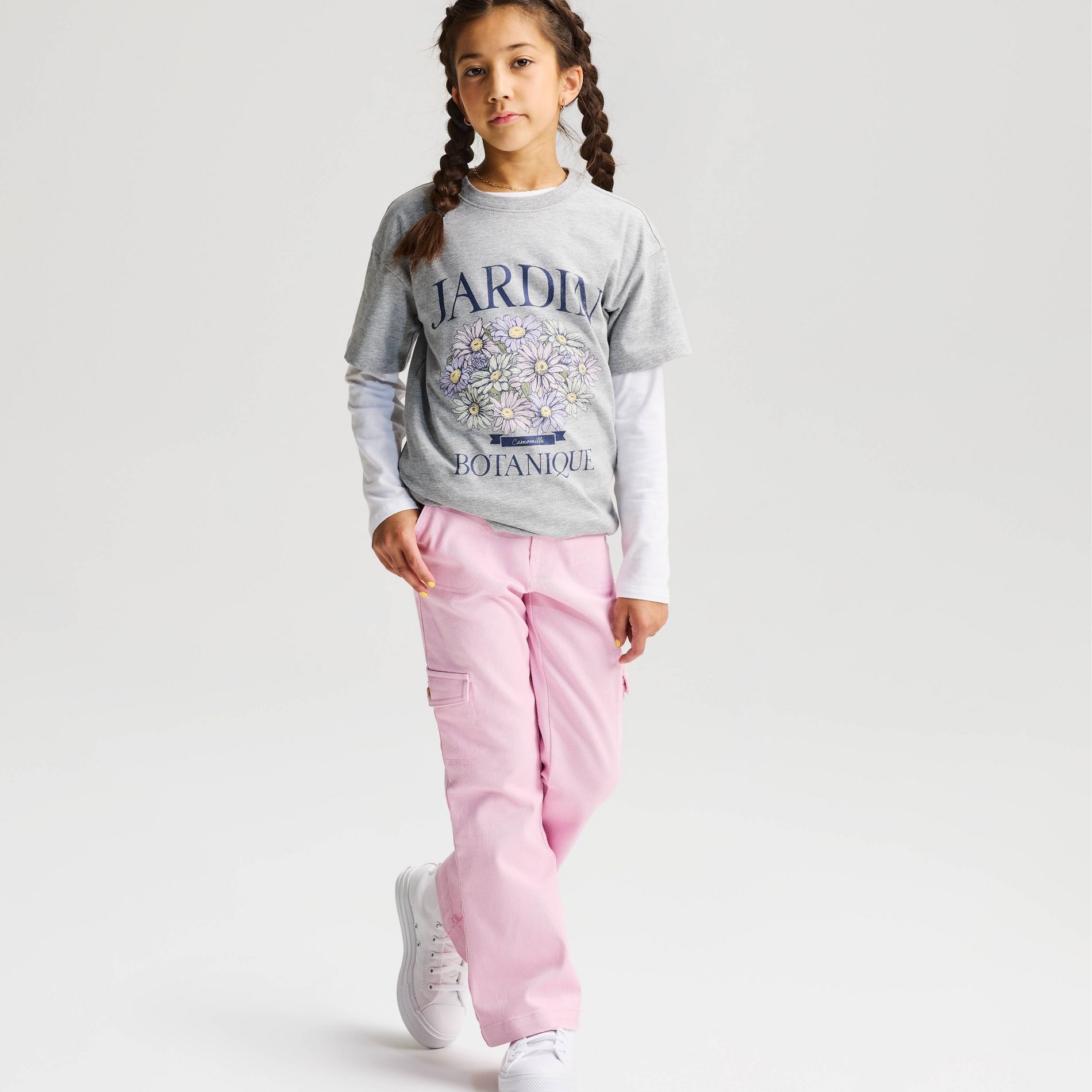 Girls' Short Sleeve 'Jardin' Oversized Graphic T-Shirt - Cat & Jack™ Gray M