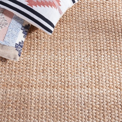 Hand-Knotted Geometric Square Wool Area Rug - 6' Natural