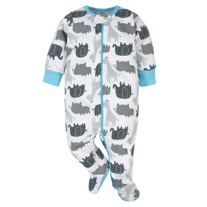Onesies Brand Baby Boys' Long Sleeve Footed Sleepers, 4-pack, Elephant, 2 of 10