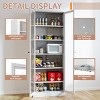 GlasFlength Kitchen Storage Farmhouse Kitchen Pantry Cabinet Freestanding Cupboard Accent Storage Cabinet for Kitchen, White, 27.6"*13.8"*72" - 3 of 4