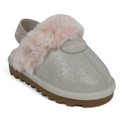 BEARPAW Rebecca Toddler Suede Slippers with Sheepskin