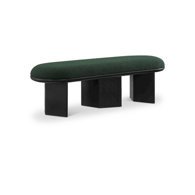 green boucle fabric/black