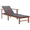 vidaXL Sun Lounger with Cushion Poly Rattan and Solid Acacia Wood Black - 2 of 4