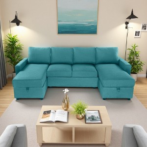 103.9" Convertible U-Shaped Sectional Sofa with Storage & USB - 1 of 4