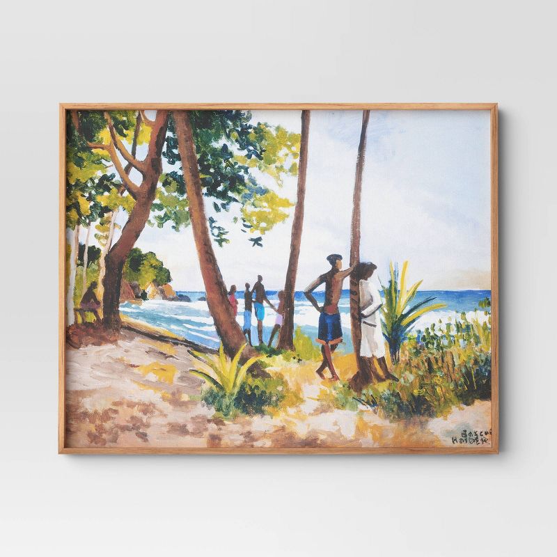 30&#34; x 24&#34; Village Waterfront by Boscoe Holder Framed Canvas board - Threshold&#8482;, 1 of 6