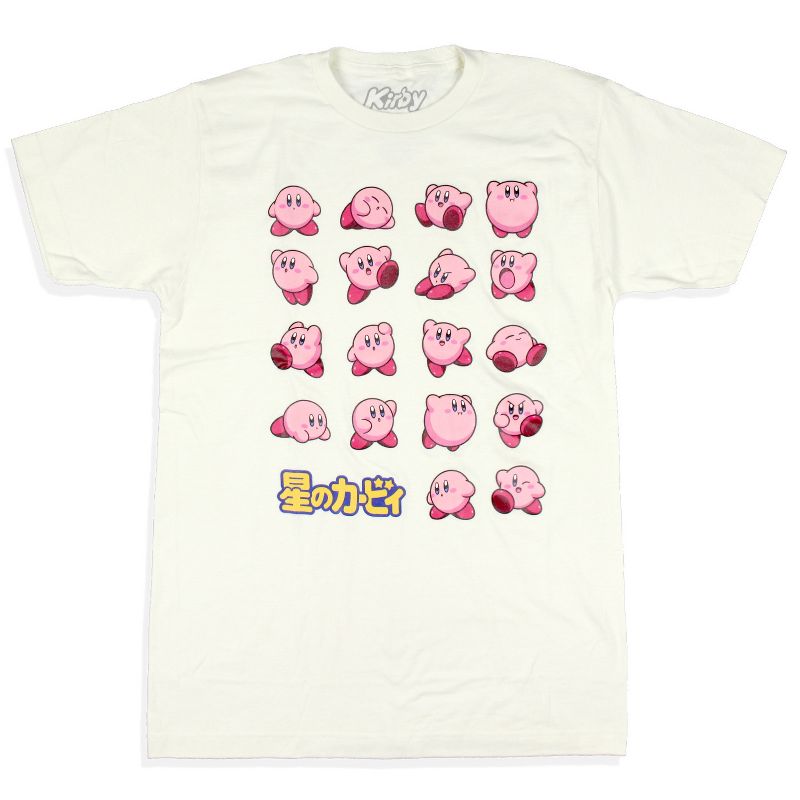Kirby Mens' Pink Alien Expressions of Kirby Grid Design Printed T-Shirt, 2 of 5