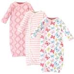 Touched by Nature Baby Girl Organic Cotton Side-Closure Snap Long-Sleeve Gowns 3pk, Butterflies