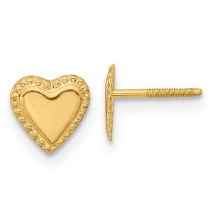 Black Bow Jewelry Kids 6mm Textured Edge Heart Post Earrings in 14k Yellow Gold - 1 of 4