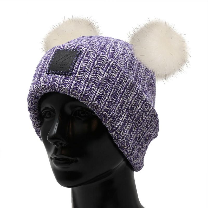 Arctic Gear Youth Winter Hat Cotton Cuff Hat with Double Poms, 4 of 6