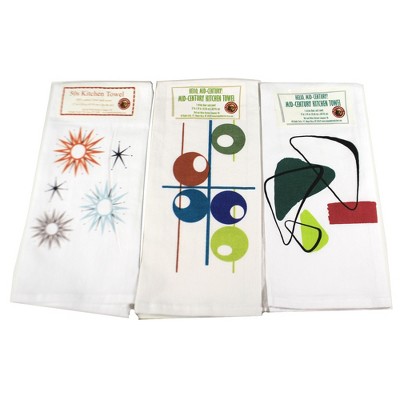 Decorative Towel 24.0" Mid Century Modern Towels Set/3 100% Cotton Kitchen Clean Up  -  Kitchen Towel