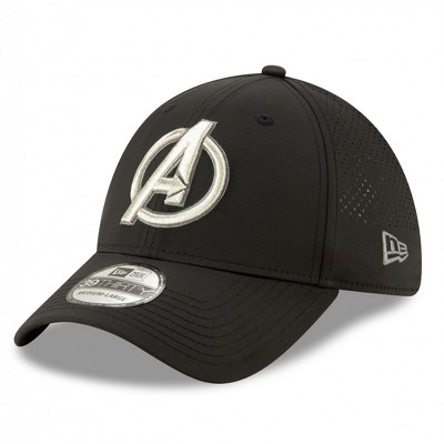 Adult Avengers Silver Symbol Perforated for Play New Era 39Thirty Fitted Hat
