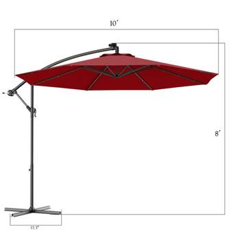 Tangkula 10' Patio Solar Umbrella LED Sun Shade Offset W/Base