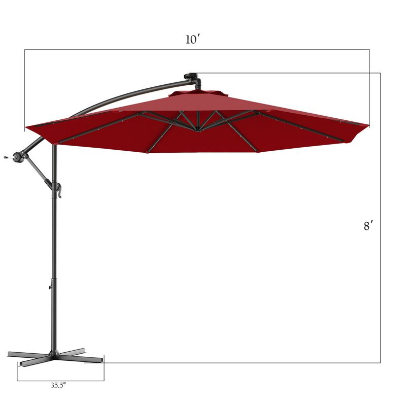 Tangkula 10' Patio Solar Umbrella LED Sun Shade Offset W/Base, 1 of 7